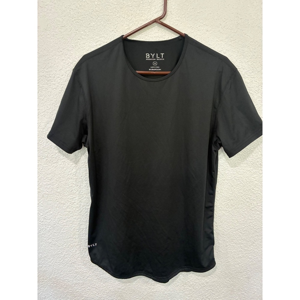 BYLT Premium Basics Men Black Drop-Cut Short Sleeve T-Shirt Size M Crew Neck Tee